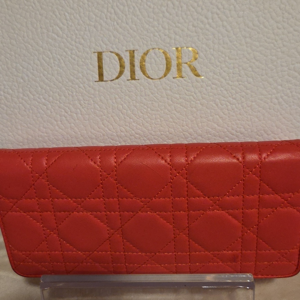 Dior Coral Quilted Wallet